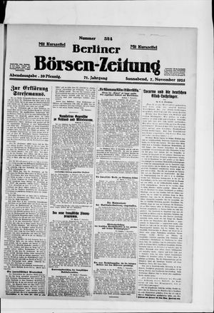 Berliner Börsen-Zeitung vom 07.11.1925