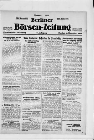 Berliner Börsen-Zeitung vom 09.11.1925