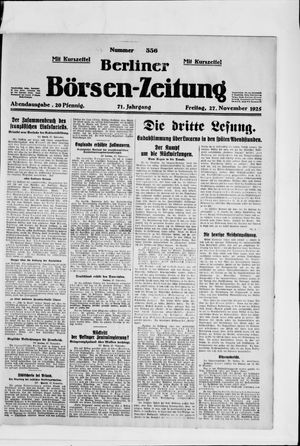 Berliner Börsen-Zeitung vom 27.11.1925