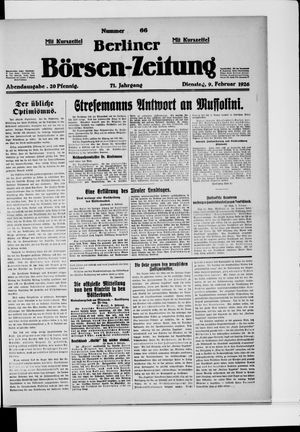 Berliner Börsen-Zeitung vom 09.02.1926