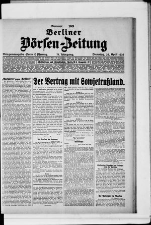Berliner Börsen-Zeitung on Apr 27, 1926