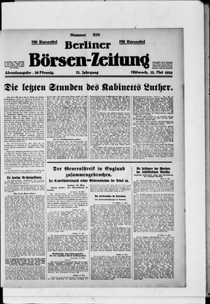 Berliner Börsen-Zeitung on May 12, 1926