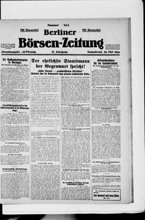 Berliner Börsen-Zeitung on May 29, 1926