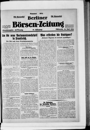 Berliner Börsen-Zeitung on Jun 16, 1926