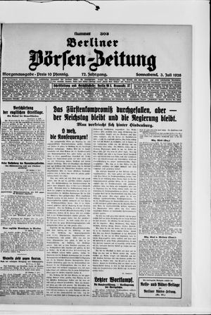 Berliner Börsen-Zeitung vom 03.07.1926