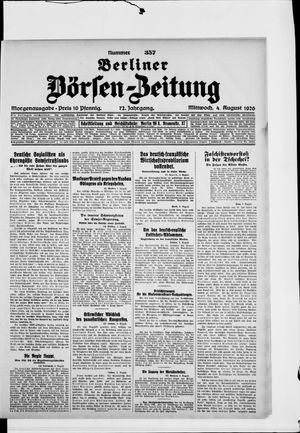 Berliner Börsen-Zeitung vom 04.08.1926
