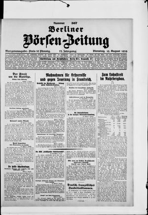 Berliner Börsen-Zeitung vom 10.08.1926