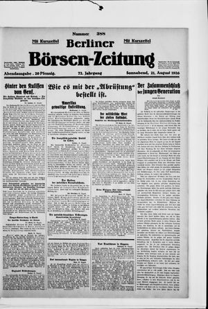 Berliner Börsen-Zeitung vom 21.08.1926