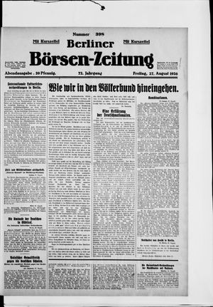 Berliner Börsen-Zeitung on Aug 27, 1926