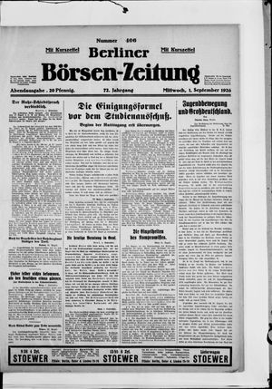 Berliner Börsen-Zeitung on Sep 1, 1926