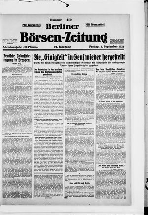 Berliner Börsen-Zeitung vom 03.09.1926