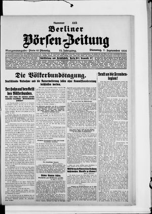 Berliner Börsen-Zeitung on Sep 7, 1926