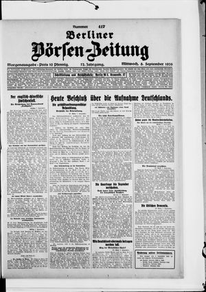 Berliner Börsen-Zeitung on Sep 8, 1926