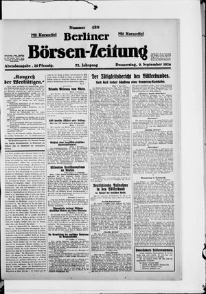 Berliner Börsen-Zeitung on Sep 9, 1926