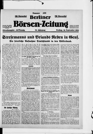 Berliner Börsen-Zeitung on Sep 10, 1926