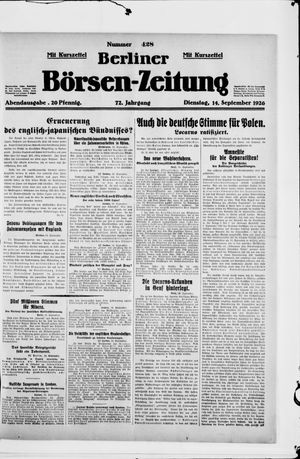 Berliner Börsen-Zeitung on Sep 14, 1926