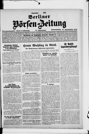 Berliner Börsen-Zeitung on Sep 16, 1926