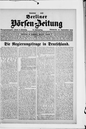 Berliner Börsen-Zeitung vom 22.09.1926