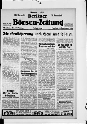 Berliner Börsen-Zeitung on Sep 27, 1926