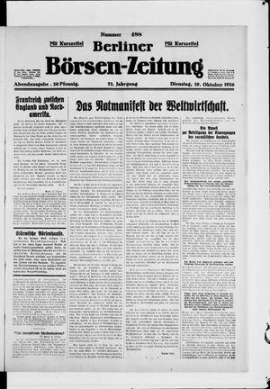Berliner Börsen-Zeitung vom 19.10.1926