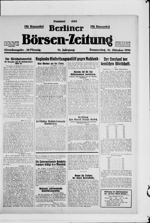 Berliner Börsen-Zeitung on Oct 21, 1926
