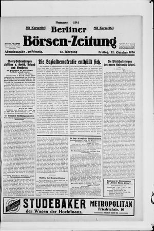 Berliner Börsen-Zeitung vom 22.10.1926