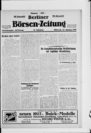 Berliner Börsen-Zeitung on Oct 27, 1926