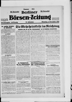 Berliner Börsen-Zeitung vom 09.11.1926