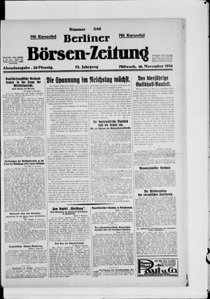 Berliner Börsen-Zeitung vom 10.11.1926