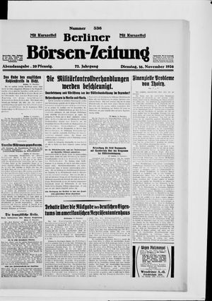 Berliner Börsen-Zeitung vom 16.11.1926
