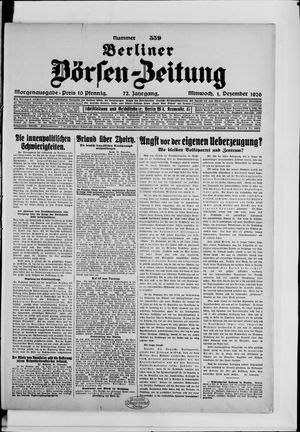 Berliner Börsen-Zeitung on Dec 1, 1926