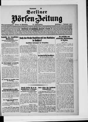 Berliner Börsen-Zeitung vom 07.01.1927