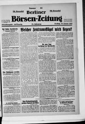 Berliner Börsen-Zeitung vom 21.01.1927