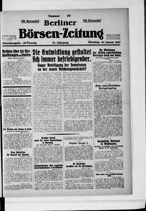 Berliner Börsen-Zeitung vom 25.01.1927