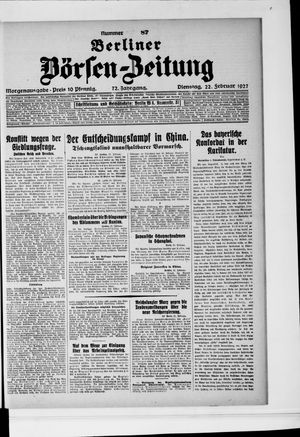Berliner Börsen-Zeitung vom 22.02.1927
