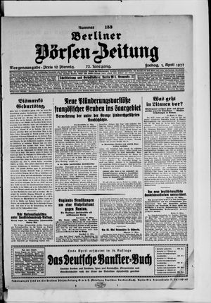 Berliner Börsen-Zeitung on Apr 1, 1927