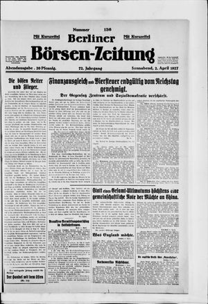 Berliner Börsen-Zeitung vom 02.04.1927