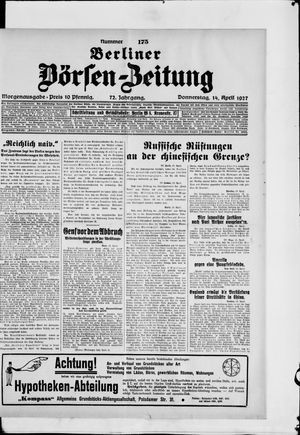 Berliner Börsen-Zeitung on Apr 14, 1927
