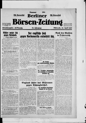 Berliner Börsen-Zeitung on Apr 27, 1927