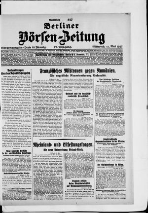 Berliner Börsen-Zeitung on May 11, 1927