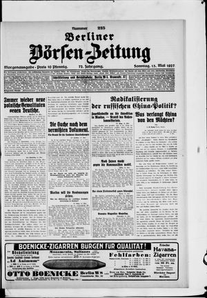 Berliner Börsen-Zeitung vom 15.05.1927