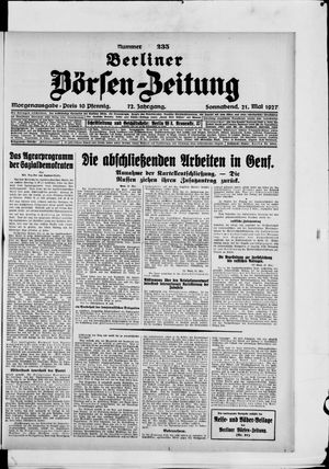 Berliner Börsen-Zeitung vom 21.05.1927