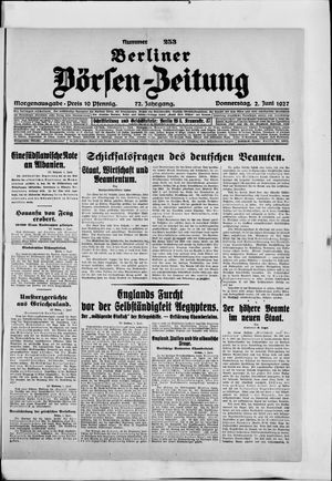 Berliner Börsen-Zeitung vom 02.06.1927