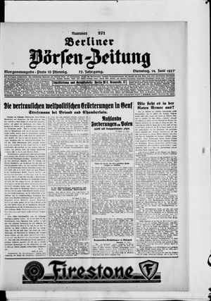 Berliner Börsen-Zeitung vom 14.06.1927