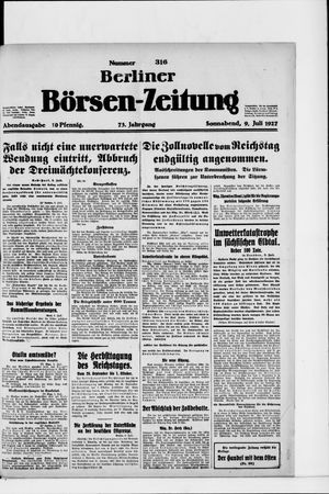 Berliner Börsen-Zeitung vom 09.07.1927