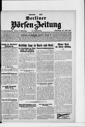 Berliner Börsen-Zeitung vom 10.07.1927