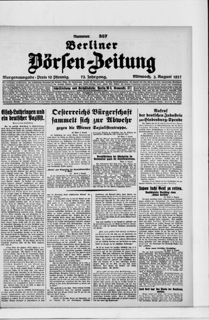 Berliner Börsen-Zeitung vom 03.08.1927