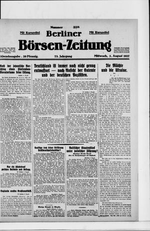 Berliner Börsen-Zeitung vom 03.08.1927