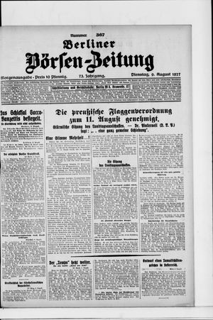 Berliner Börsen-Zeitung vom 09.08.1927