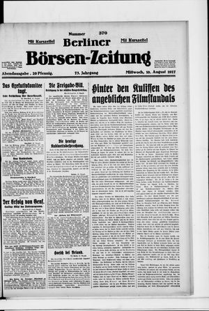 Berliner Börsen-Zeitung vom 10.08.1927